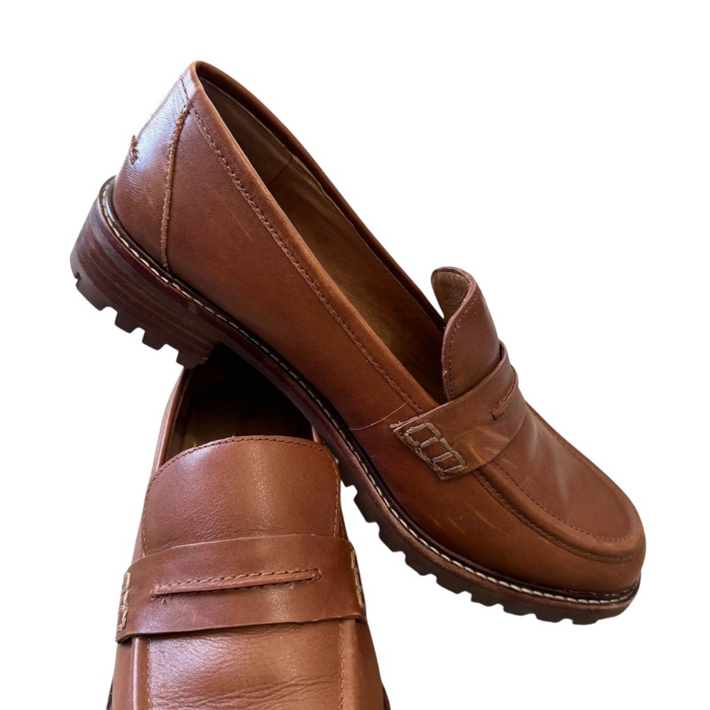 Madewell Womens Corinne Lugsole Loafer Size 9 Maple Tan Leather Slip On Shoe - Picture 5 of 8